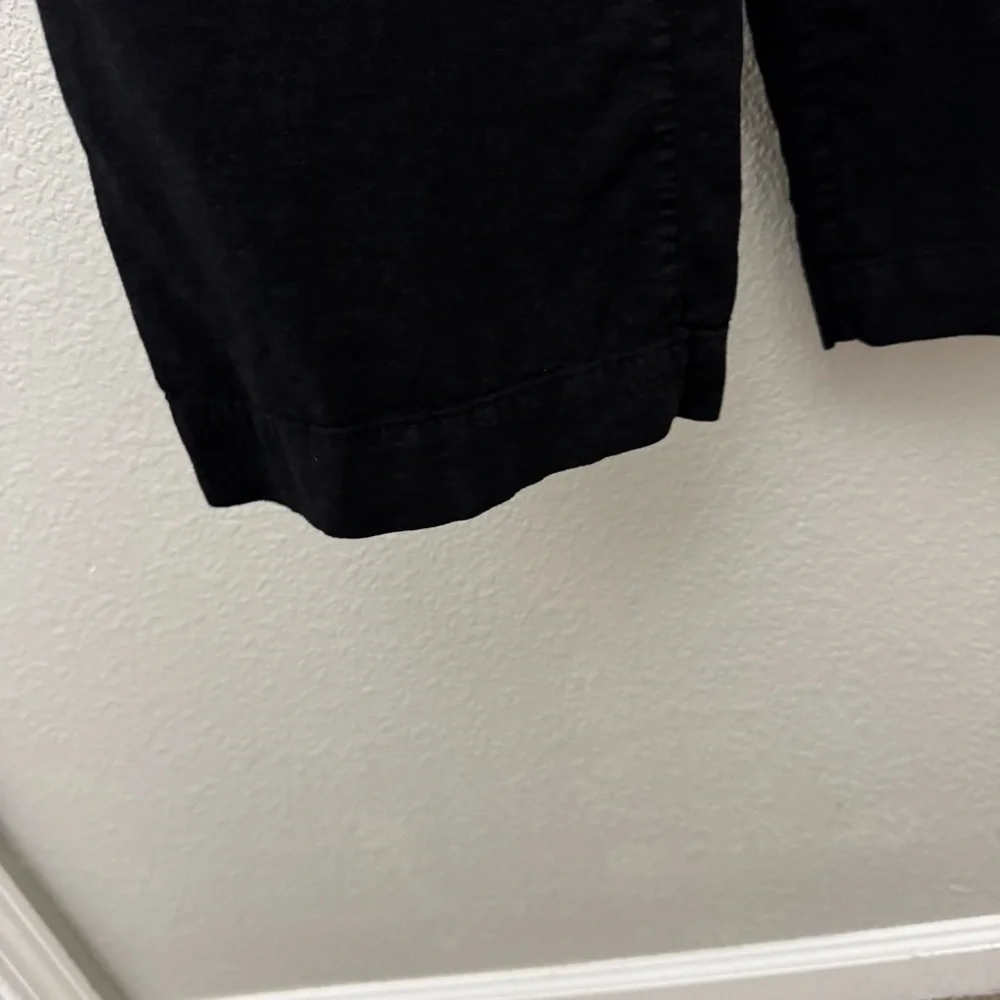 Zara Linen Blend Cropped Wide Leg Sleeveless Jumpsuit Black Size Small